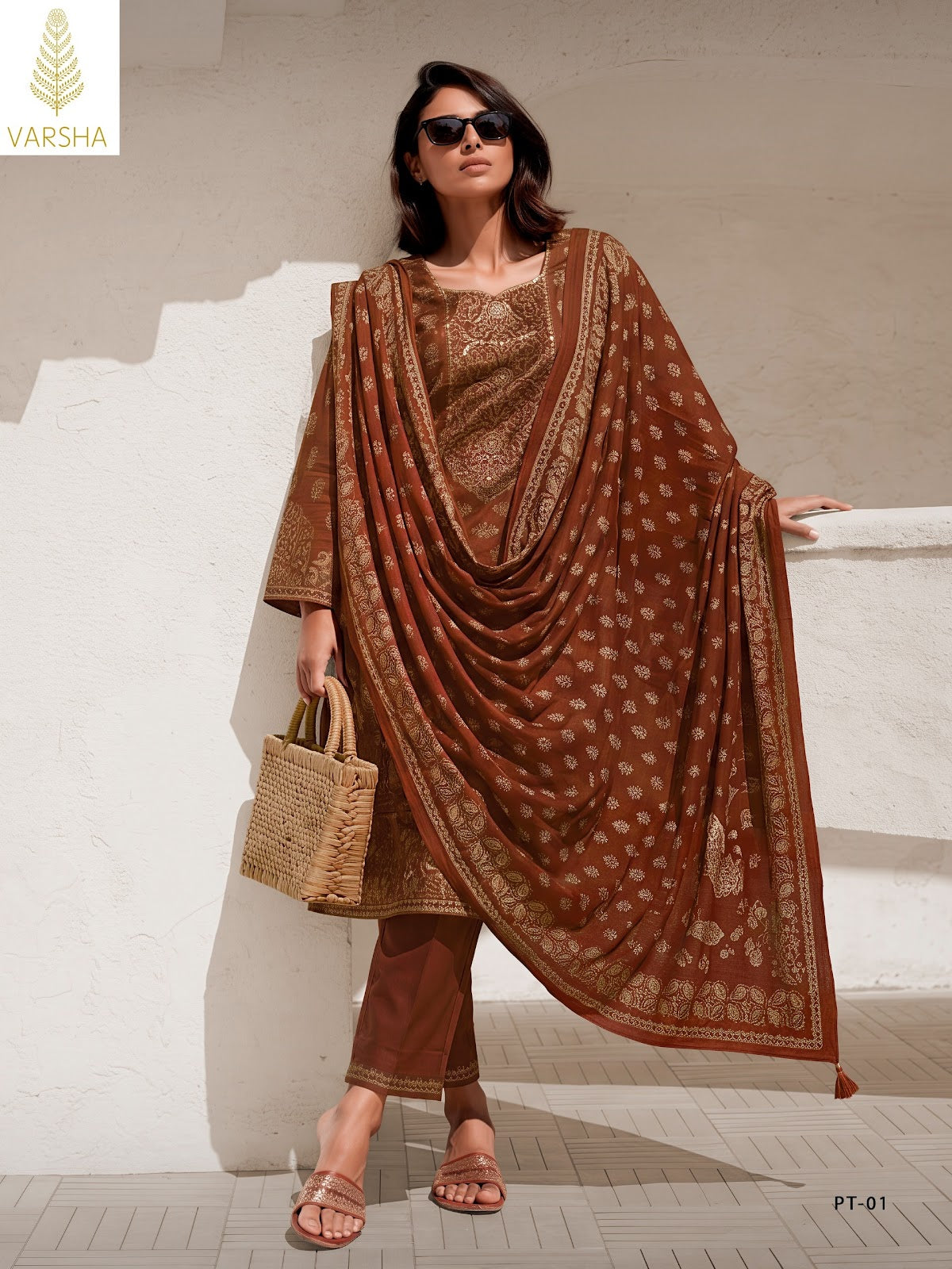 Pratika Varshaa Viscose Muslin Pant Style Suits Exporter Gujarat