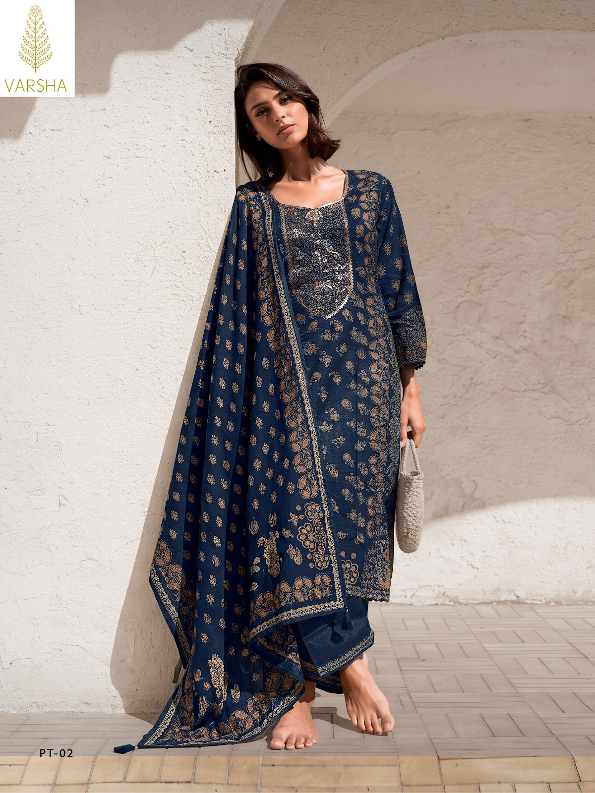 Pratika Varshaa Viscose Muslin Pant Style Suits Exporter Gujarat
