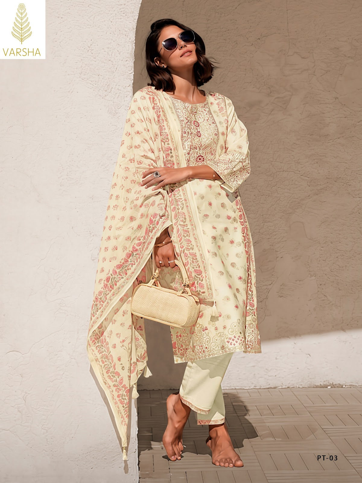 Pratika Varshaa Viscose Muslin Pant Style Suits Exporter Gujarat