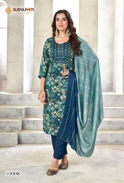 Pratiksha Vol 10 Suryajyoti Rayon Readymade Pant Style Suits Wholesale
