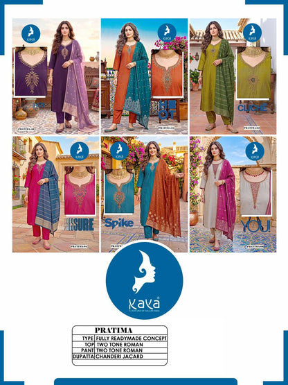 Pratima Kaya Roman Readymade Pant Style Suits Manufacturer