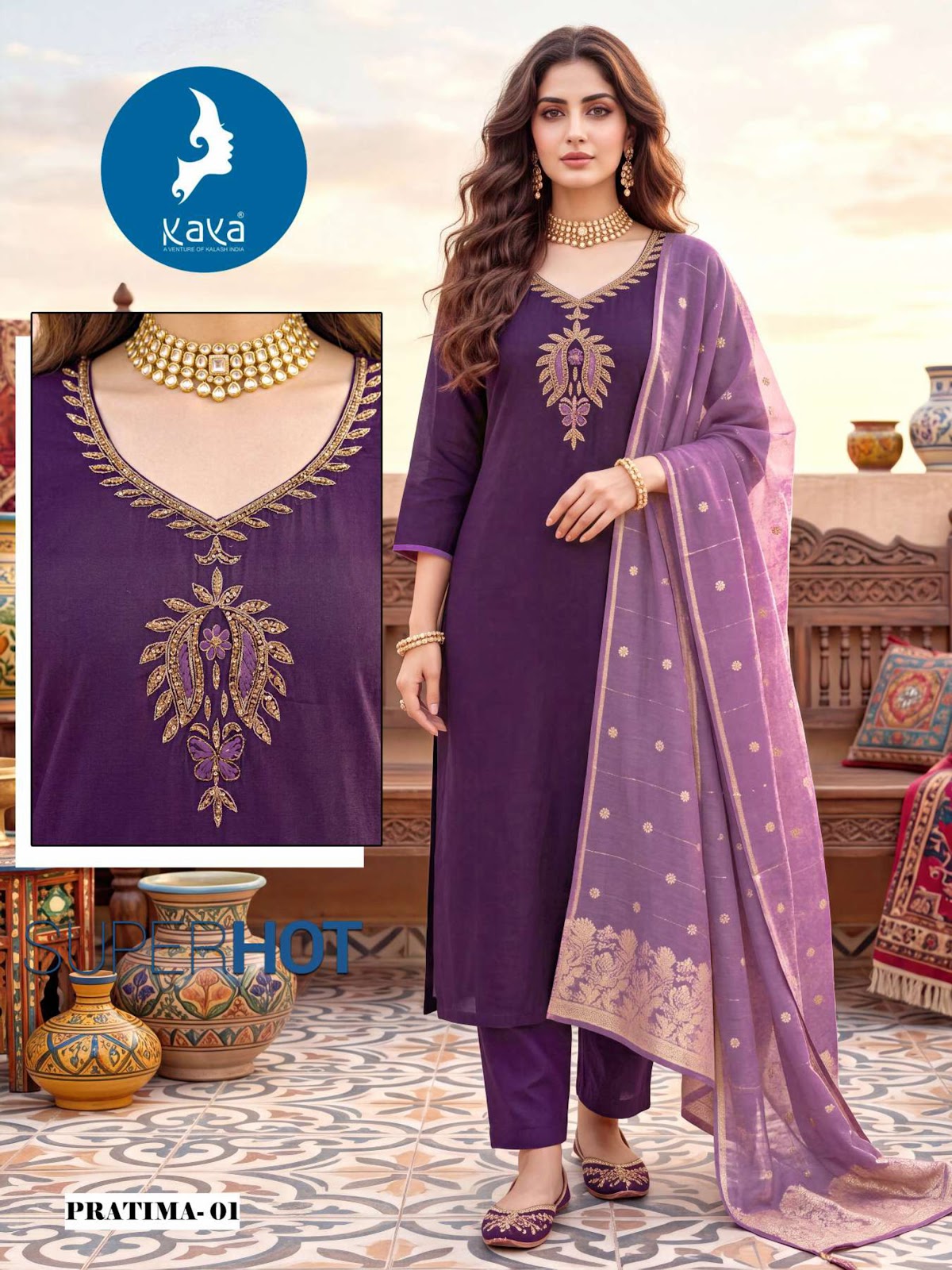 Pratima Kaya Roman Readymade Pant Style Suits Manufacturer
