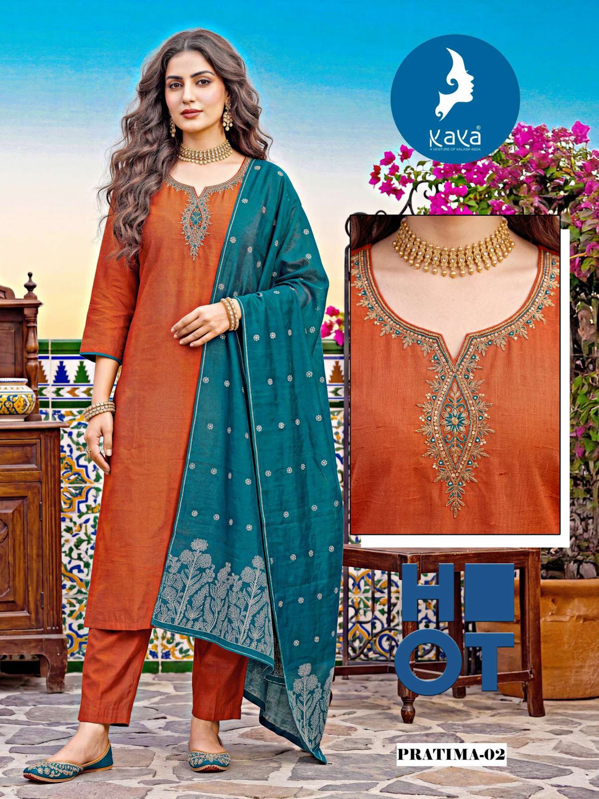 Pratima Kaya Roman Readymade Pant Style Suits Manufacturer
