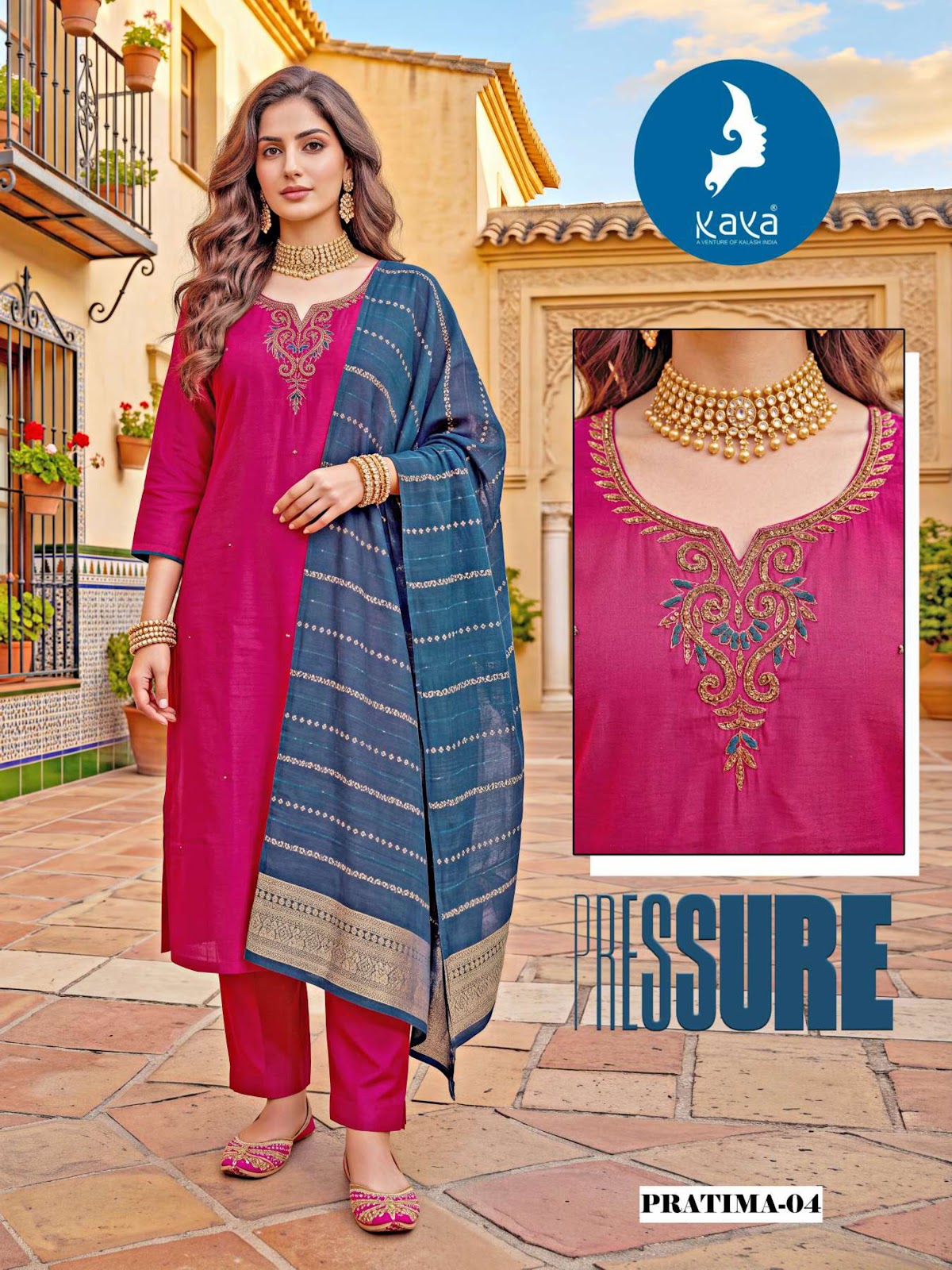 Pratima Kaya Roman Readymade Pant Style Suits Manufacturer