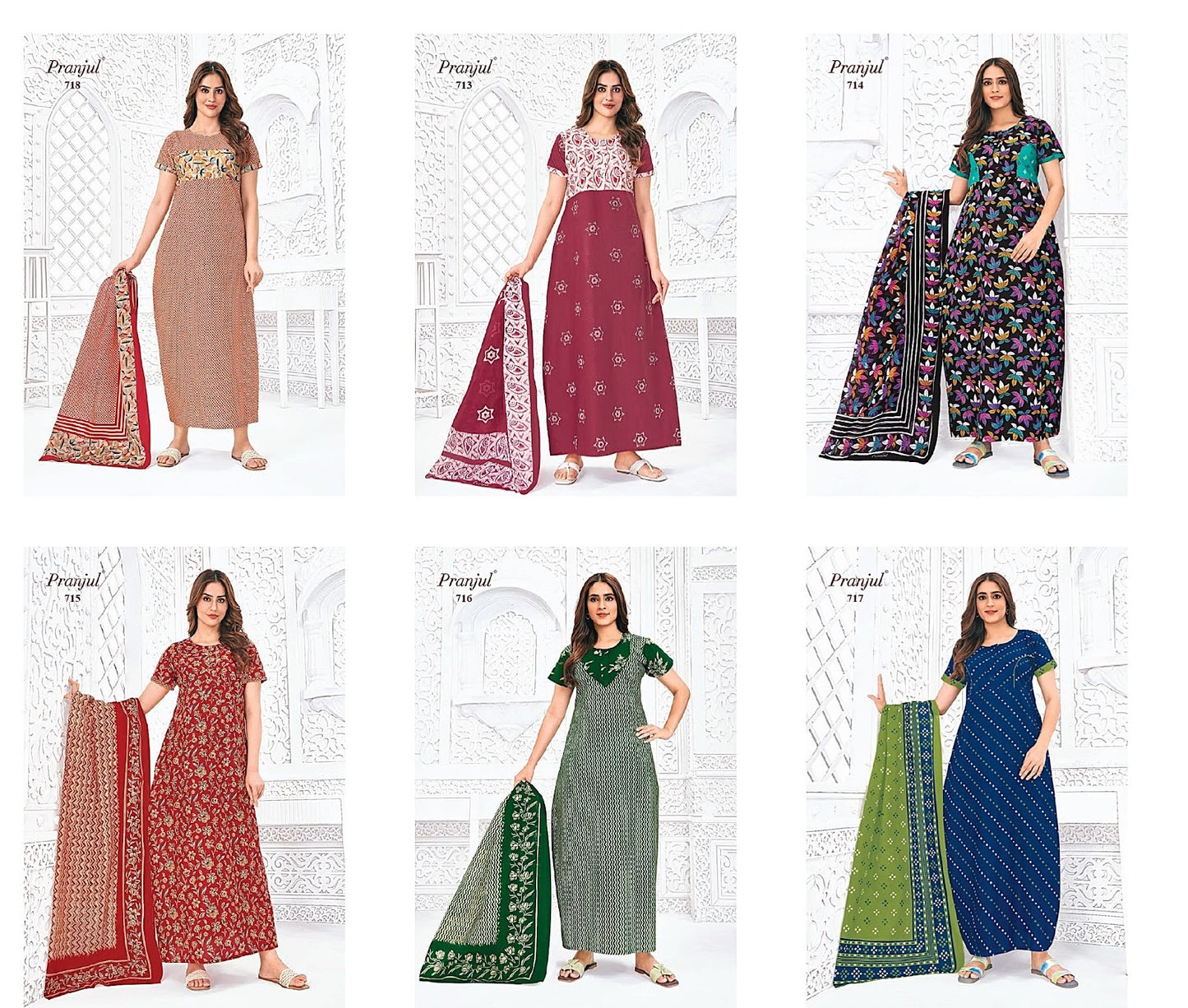 Pratishtha 7 With Dupatta Pranjul Cotton Night Gowns Exporter India
