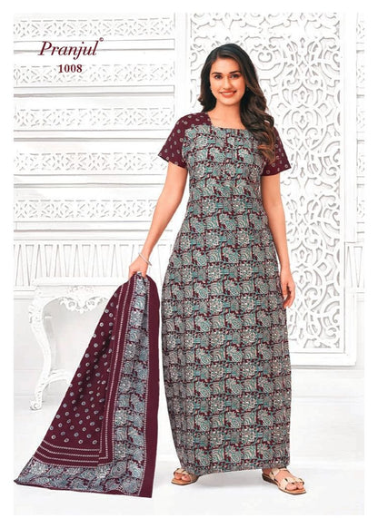 Pratishtha Vol 10 With Dupatta Pranjul Cotton Night Gowns Manufacturer Ahmedabad