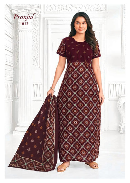 Pratishtha Vol 10 With Dupatta Pranjul Cotton Night Gowns Manufacturer Ahmedabad