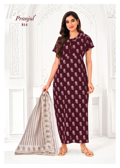 Pratishtha Vol 8 With Dupatta Pranjul Cotton Night Gowns Wholesale Price