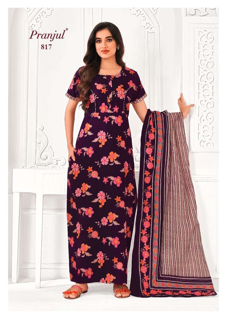 Pratishtha Vol 8 With Dupatta Pranjul Cotton Night Gowns Wholesale Price