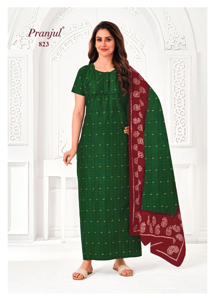 Pratishtha Vol 8 With Dupatta Pranjul Cotton Night Gowns Wholesale Price