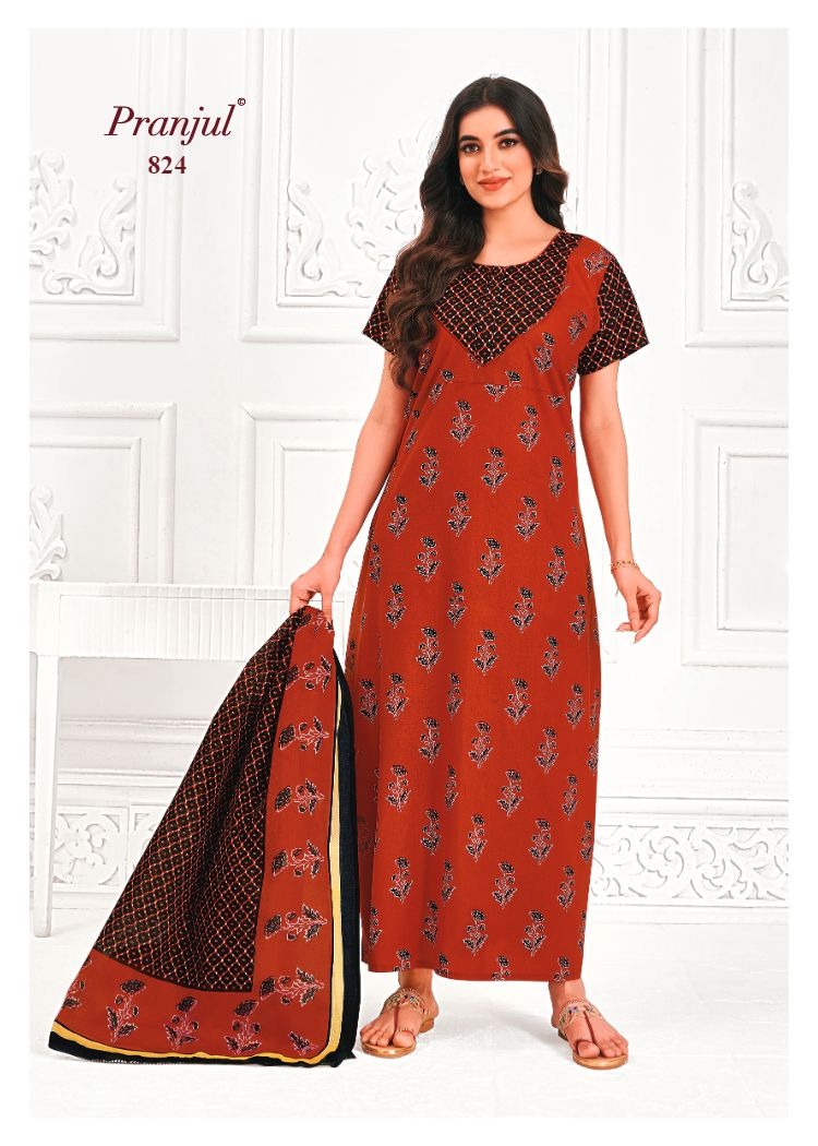 Pratishtha Vol 8 With Dupatta Pranjul Cotton Night Gowns Wholesale Price