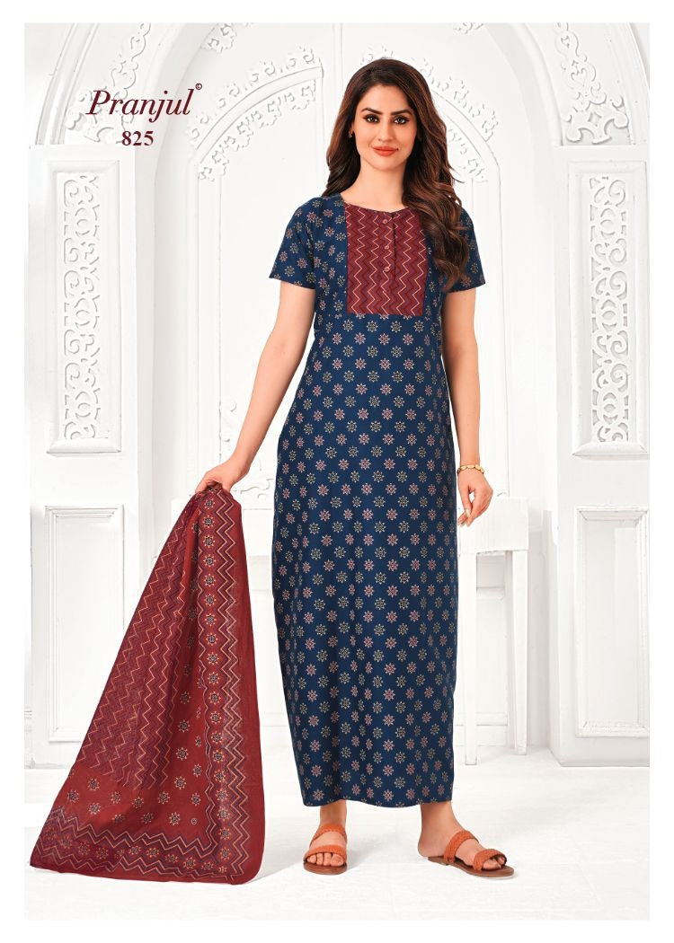 Pratishtha Vol 8 With Dupatta Pranjul Cotton Night Gowns Wholesale Price