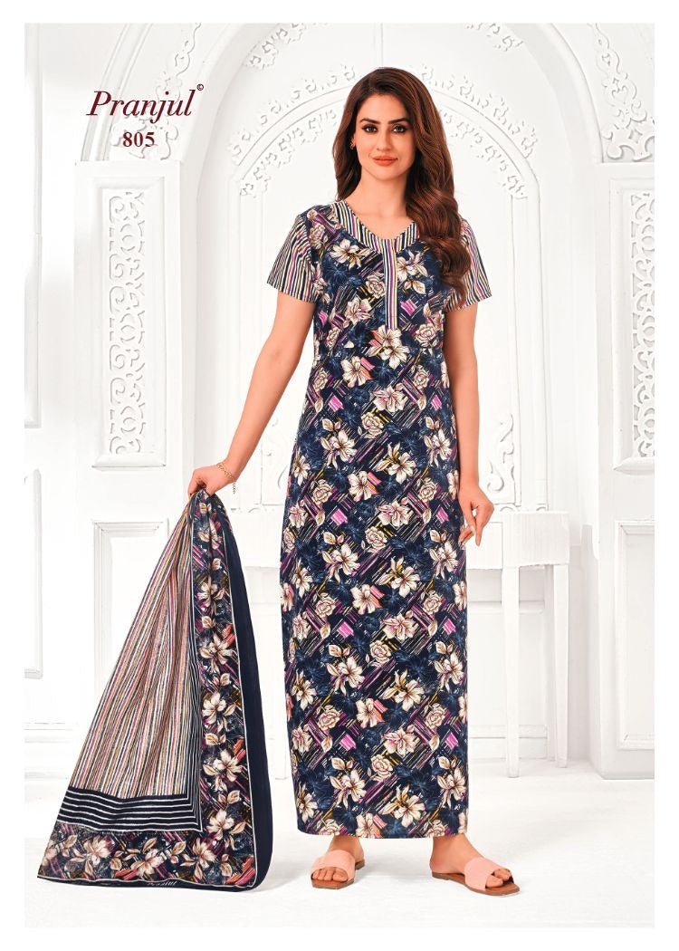 Pratishtha Vol 8 With Dupatta Pranjul Cotton Night Gowns Wholesale Price