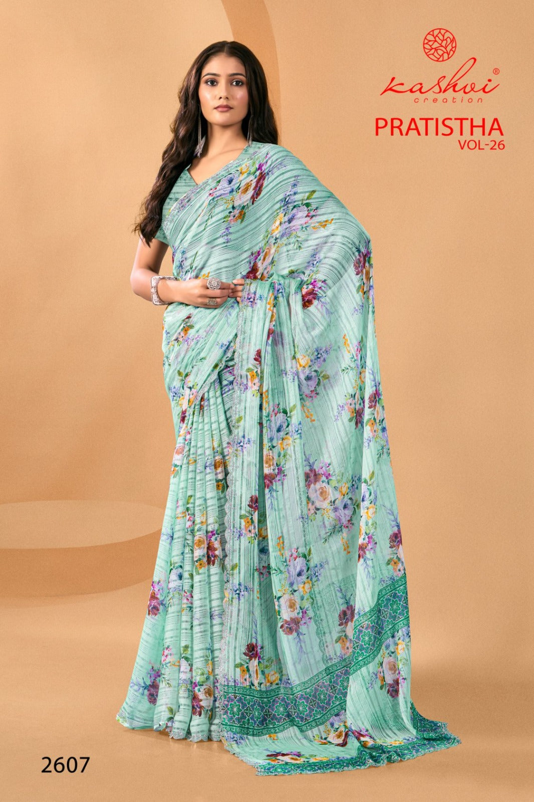 Pratistha Vol 26 Kashvi Creation Brasso Sarees Wholesaler Gujarat
