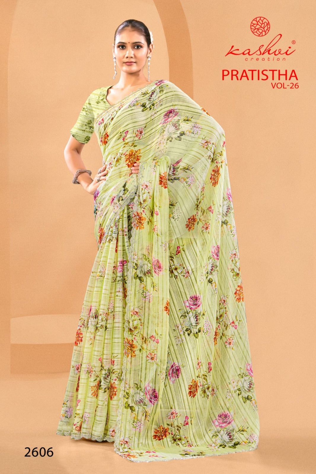Pratistha Vol 26 Kashvi Creation Brasso Sarees Wholesaler Gujarat