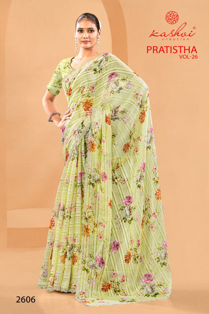 Pratistha Vol 26 Kashvi Creation Brasso Sarees Wholesaler Gujarat