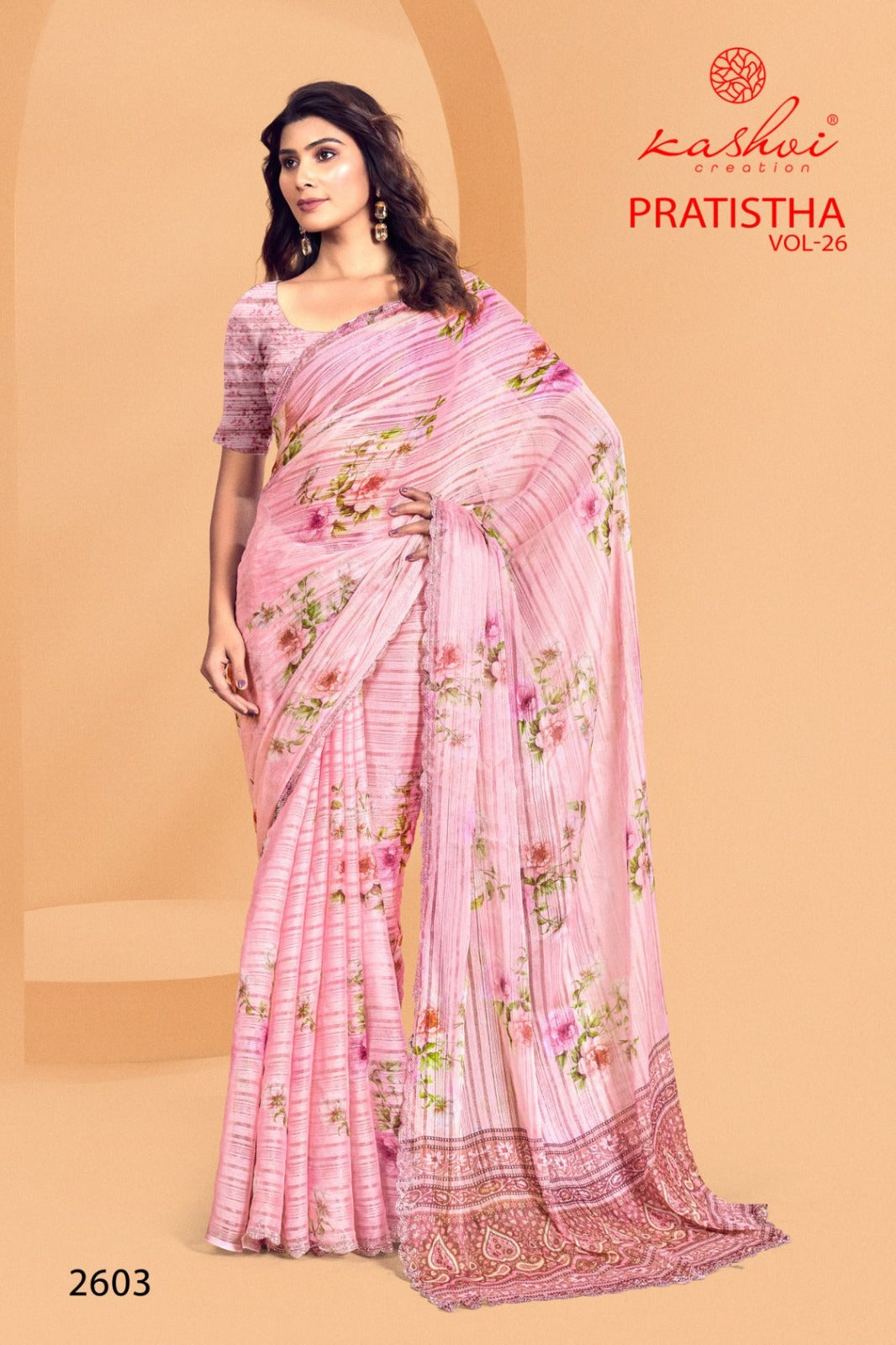Pratistha Vol 26 Kashvi Creation Brasso Sarees Wholesaler Gujarat