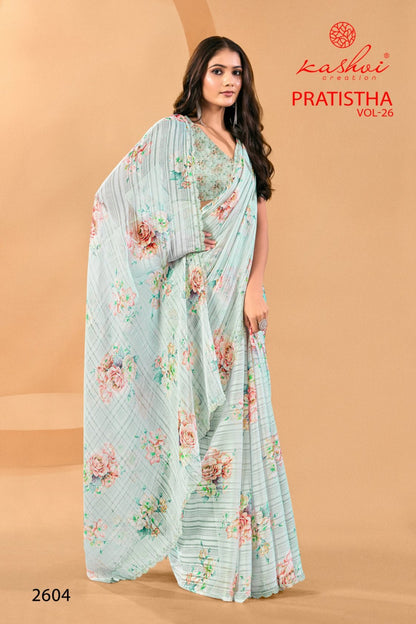 Pratistha Vol 26 Kashvi Creation Brasso Sarees Wholesaler Gujarat