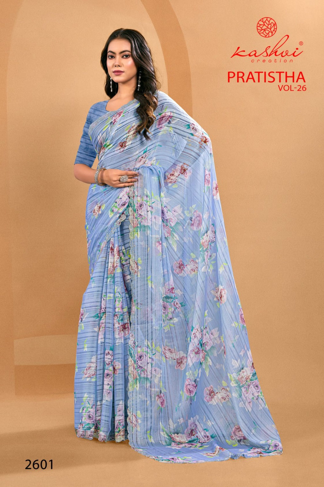 Pratistha Vol 26 Kashvi Creation Brasso Sarees Wholesaler Gujarat