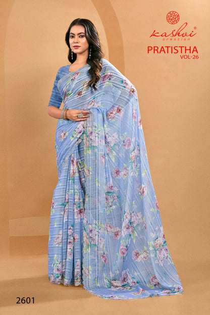 Pratistha Vol 26 Kashvi Creation Brasso Sarees Wholesaler Gujarat