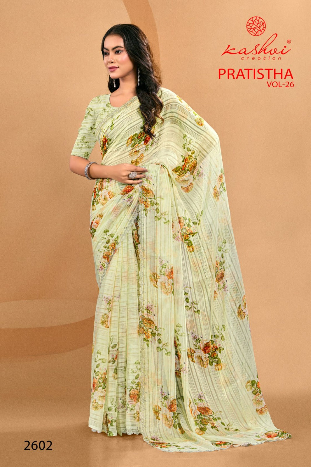 Pratistha Vol 26 Kashvi Creation Brasso Sarees Wholesaler Gujarat