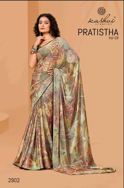 Pratistha Vol 29 Kashvi Creation Brasso Sarees Supplier Ahmedabad