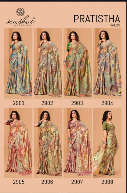 Pratistha Vol 29 Kashvi Creation Brasso Sarees Supplier Ahmedabad