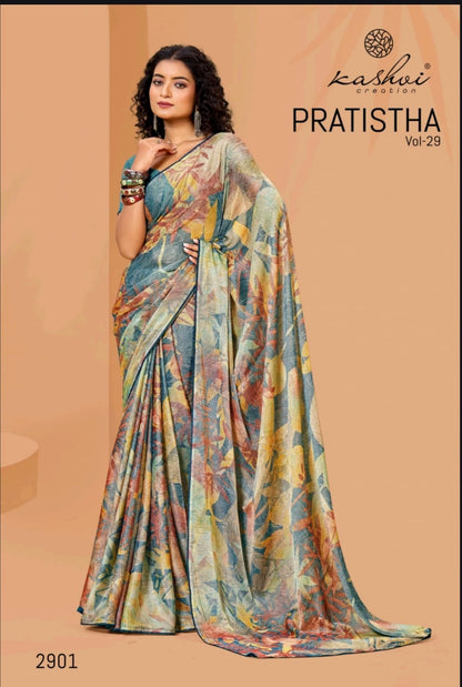 Pratistha Vol 29 Kashvi Creation Brasso Sarees Supplier Ahmedabad