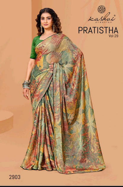 Pratistha Vol 29 Kashvi Creation Brasso Sarees Supplier Ahmedabad