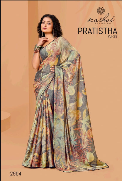 Pratistha Vol 29 Kashvi Creation Brasso Sarees Supplier Ahmedabad