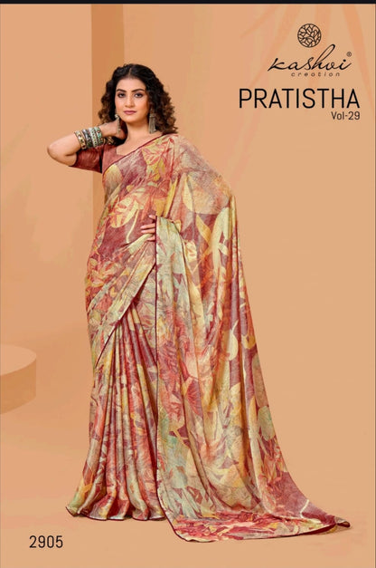 Pratistha Vol 29 Kashvi Creation Brasso Sarees Supplier Ahmedabad