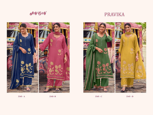 Pravika 3345 Jay Vijay Muslin Silk Pant Style Suits Manufacturer Ahmedabad