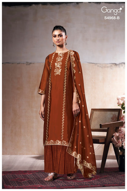 Pravika S4968 Ganga Woven Silk Plazzo Style Suits Supplier Gujarat