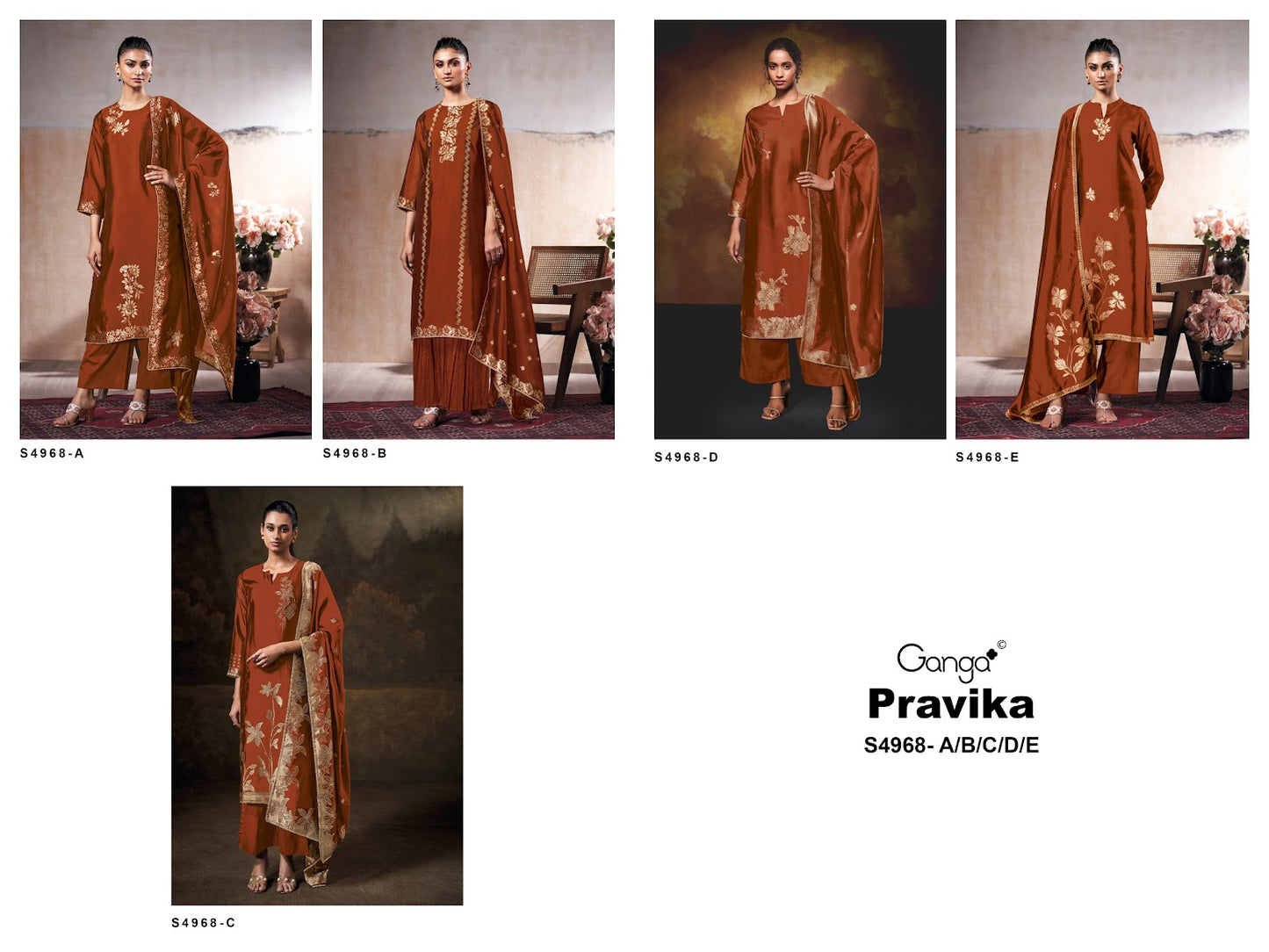 Pravika S4968 Ganga Woven Silk Plazzo Style Suits Supplier Gujarat
