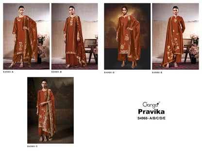 Pravika S4968 Ganga Woven Silk Plazzo Style Suits Supplier Gujarat