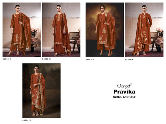 Pravika S4968 Ganga Woven Silk Plazzo Style Suits Supplier Gujarat