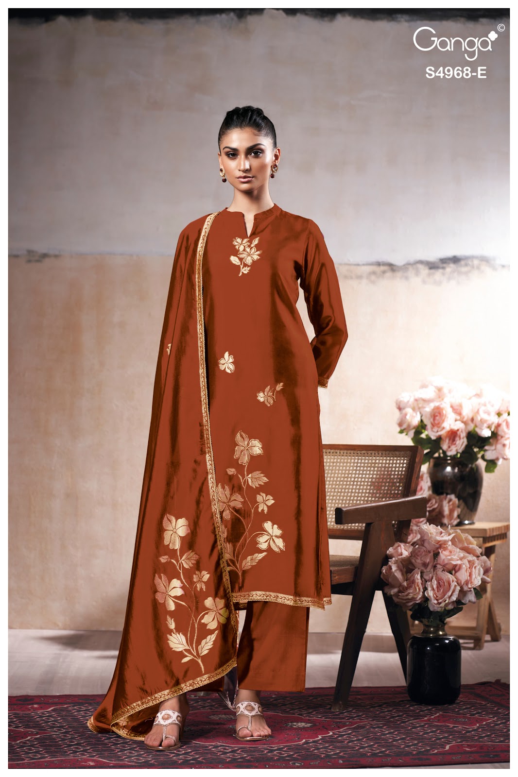 Pravika S4968 Ganga Woven Silk Plazzo Style Suits Supplier Gujarat