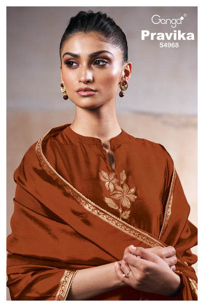 Pravika S4968 Ganga Woven Silk Plazzo Style Suits Supplier Gujarat