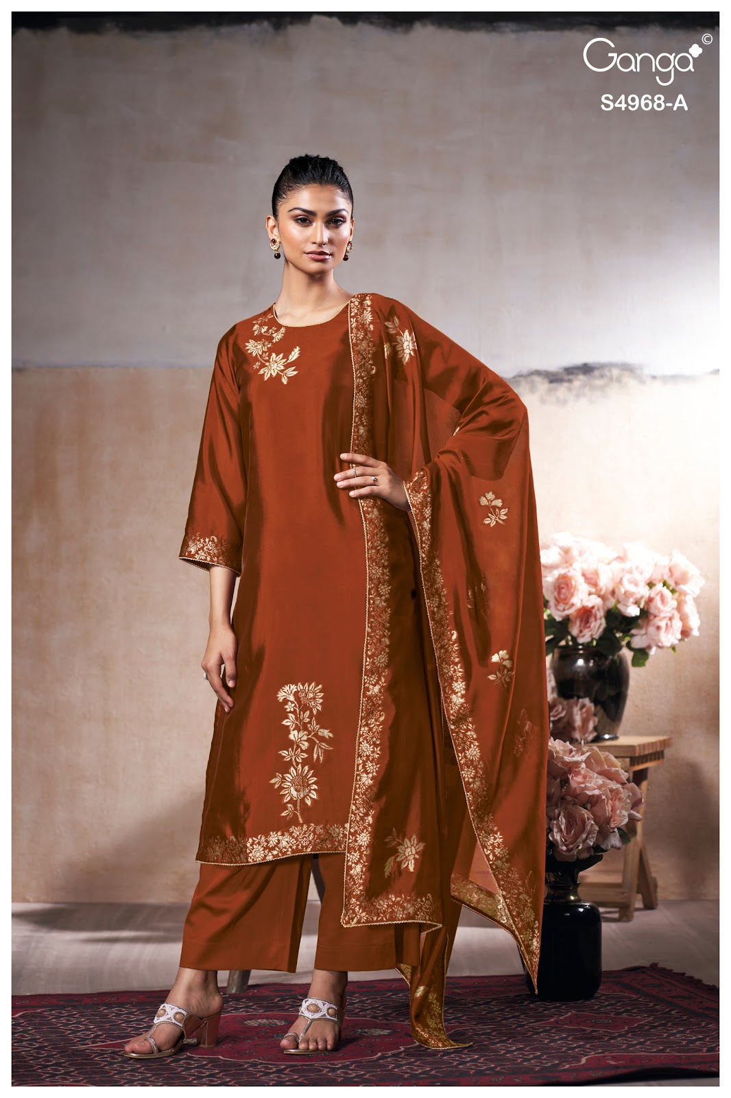 Pravika S4968 Ganga Woven Silk Plazzo Style Suits Supplier Gujarat