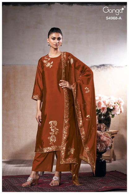 Pravika S4968 Ganga Woven Silk Plazzo Style Suits Supplier Gujarat