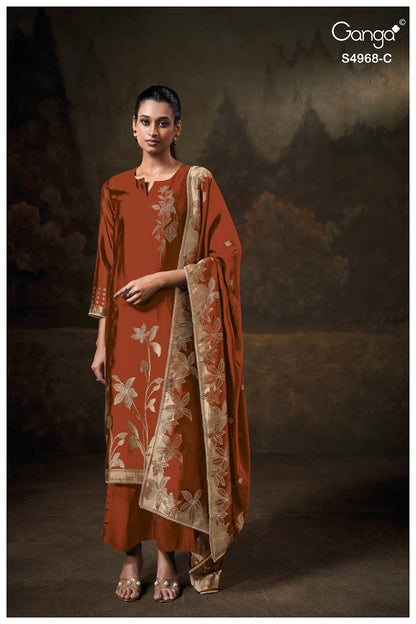 Pravika S4968 Ganga Woven Silk Plazzo Style Suits Supplier Gujarat