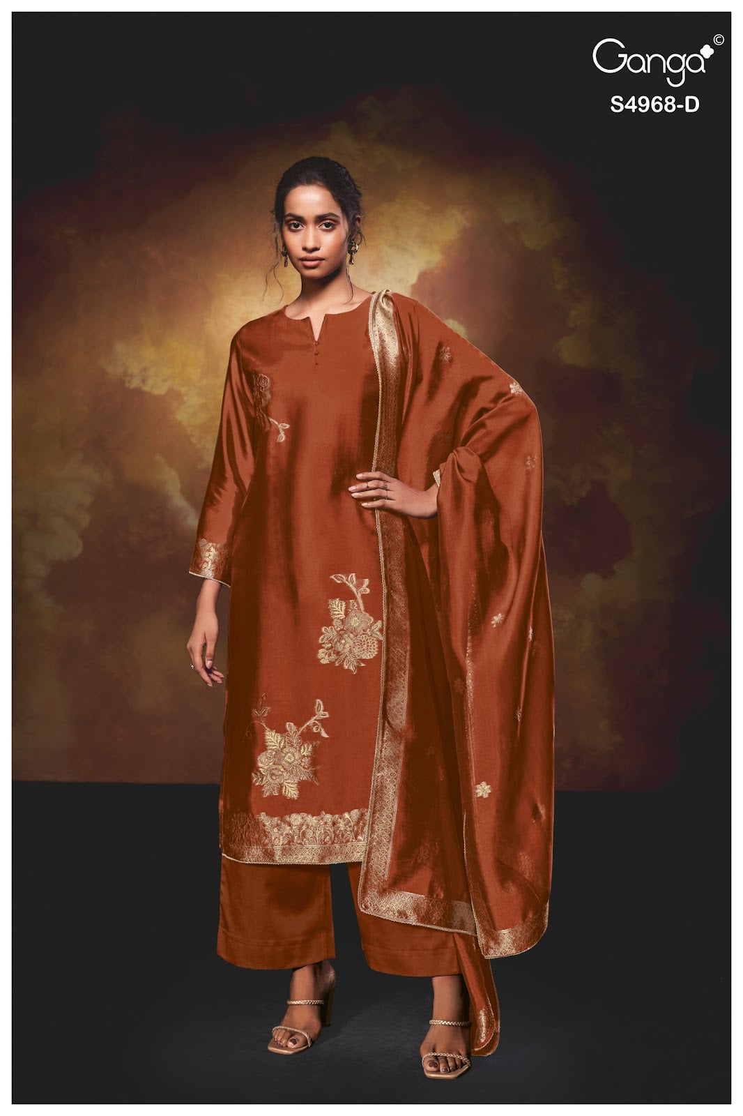 Pravika S4968 Ganga Woven Silk Plazzo Style Suits Supplier Gujarat
