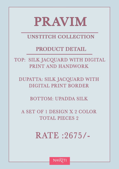 Pravim Naariti Silk Pant Style Suits Exporter India