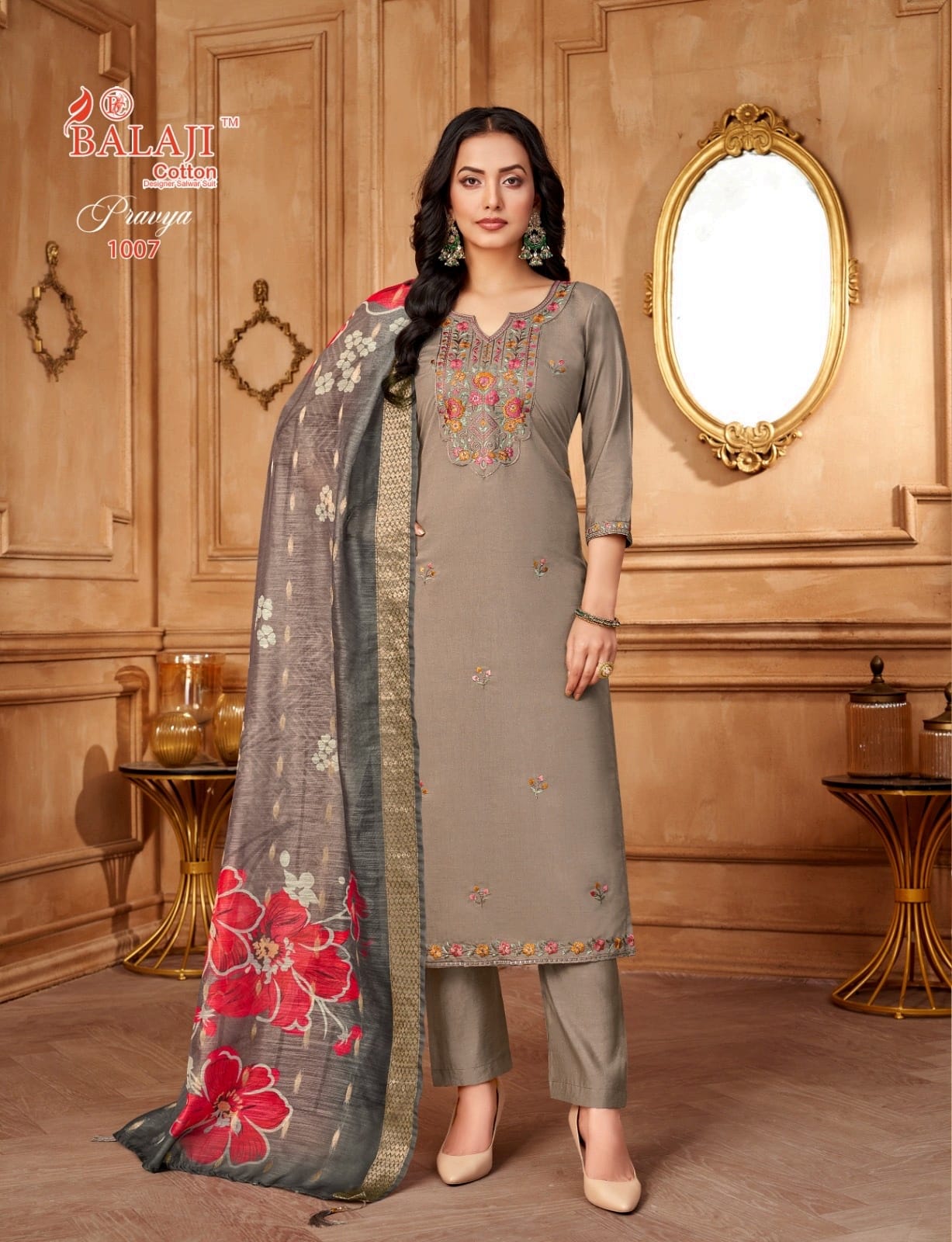 Pravya Balaji Roman Readymade Pant Style Suits Wholesaler Gujarat