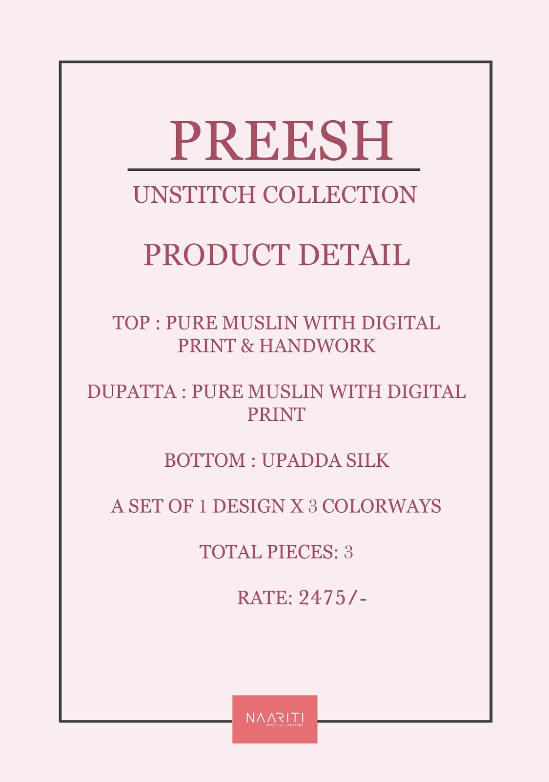 Preesh Naariti Muslin Pant Style Suits Wholesaler Ahmedabad