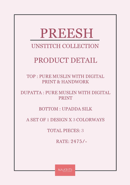 Preesh Naariti Muslin Pant Style Suits Wholesaler Ahmedabad