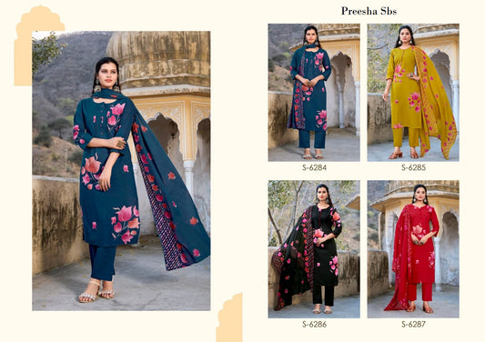 Preesha Sbs Cambric Cotton Readymade Pant Style Suits Wholesaler Ahmedabad