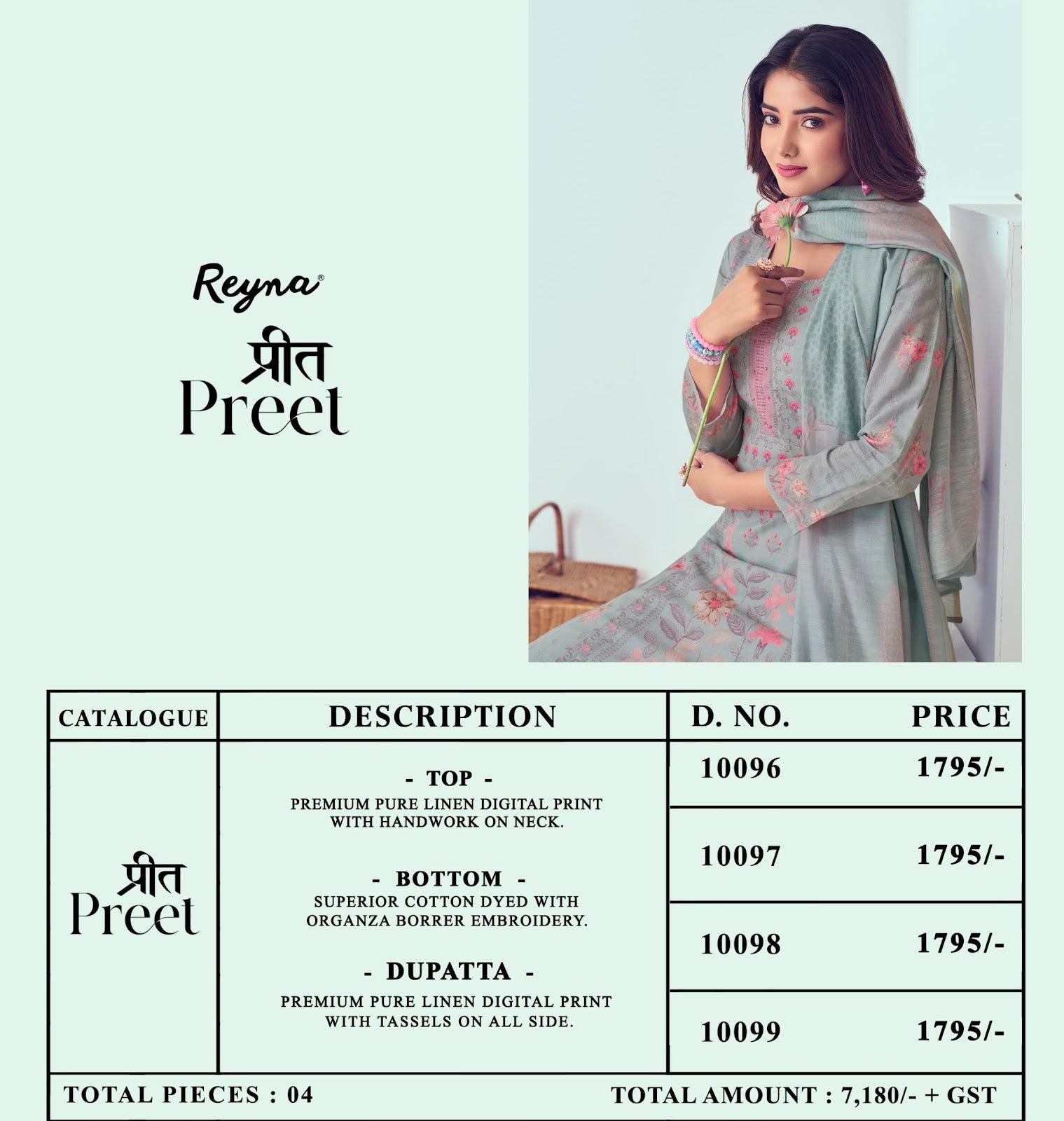 Preet Reyna Linen Pant Style Suits Wholesale