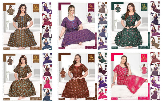 Preeti 191224 Shivani Cotton Night Gowns Exporter