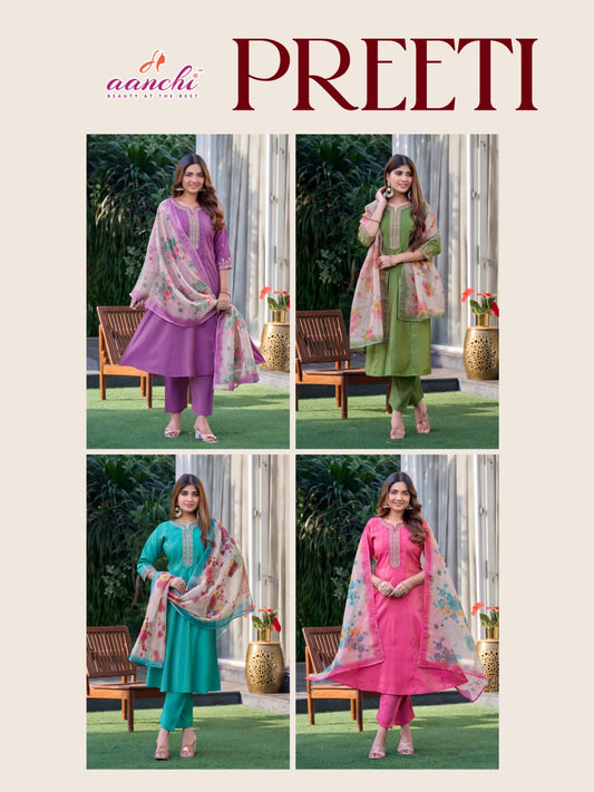 Preeti Aanchi Roman Readymade Pant Style Suits Supplier Ahmedabad